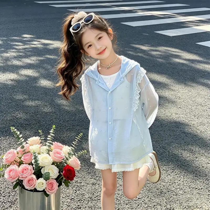 Girls Hooded Sun Protection Clothing Girls New Summer Long-Sleeved Coat Children's Fashion Sun Protection Clothing Sweet Tops
Girls Hooded Sun Protection Clothing Girls New Summer Long-Sleeved Coat Children's Fashion Sun Protection Clothing Sweet Tops