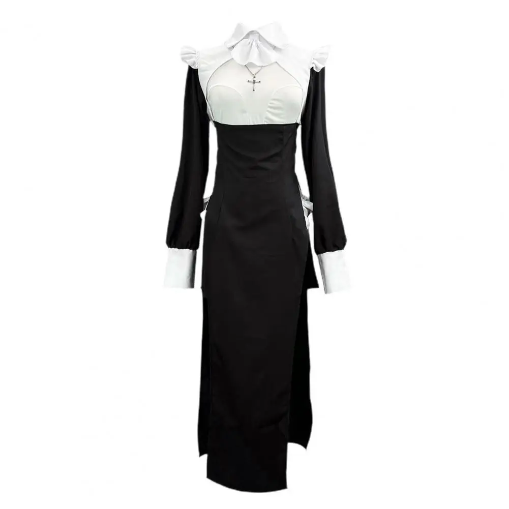 Halloween Party Attire Women's Cosplay Dress Sets Maidservant Ruffle Patchwork Costume Robes with High Slit Bow Detail Color
Halloween Party Attire Women's Cosplay Dress Sets Maidservant Ruffle Patchwork Costume Robes with High Slit Bow Detail Color