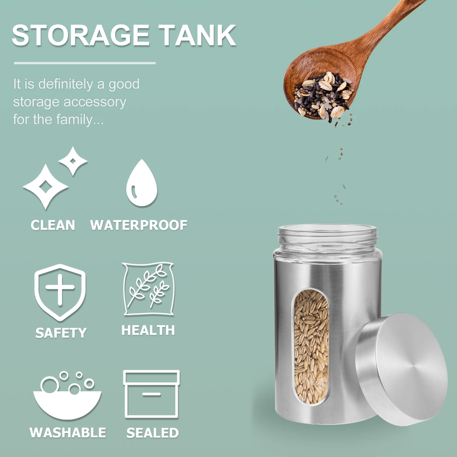 1Pcs Stainless Steel Storage Tank Simple Design Kitchen Storage Jar Sealed Container for Dry Food Rust-Proof Jar
1Pcs Stainless Steel Storage Tank Simple Design Kitchen Storage Jar Sealed Container for Dry Food Rust-Proof Jar