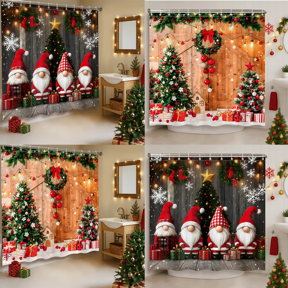 Christmas Themed Shower Curtain Set with 12 Hooks Dwarf Doll Christmas Tree New Year Washable Home Bath Curtain Bathroom Decor
Christmas Themed Shower Curtain Set with 12 Hooks Dwarf Doll Christmas Tree New Year Washable Home Bath Curtain Bathroom Decor