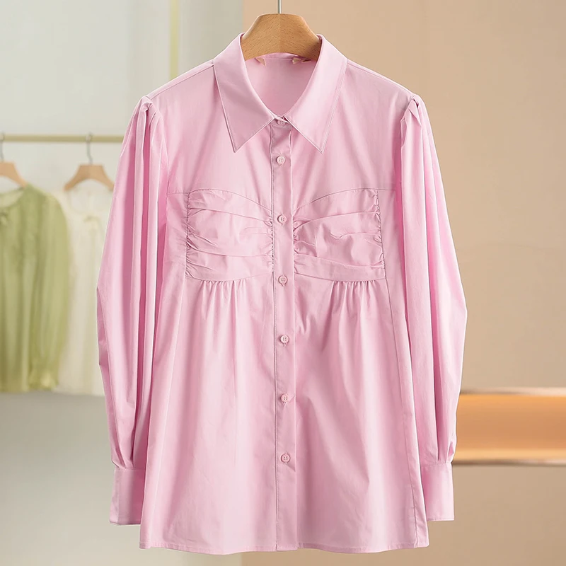 Женская рубашка Xking в повседневном стиле с плиссированным воротником, слегка эластичная, цветная, весна 2026, новая модная модель из смесового хлопка, с длинным рукавом
Женская рубашка Xking в повседневном стиле с плиссированным воротником, слегка эластичная, цветная, весна 2026, новая модная модель из смесового хлопка, с длинным рукавом