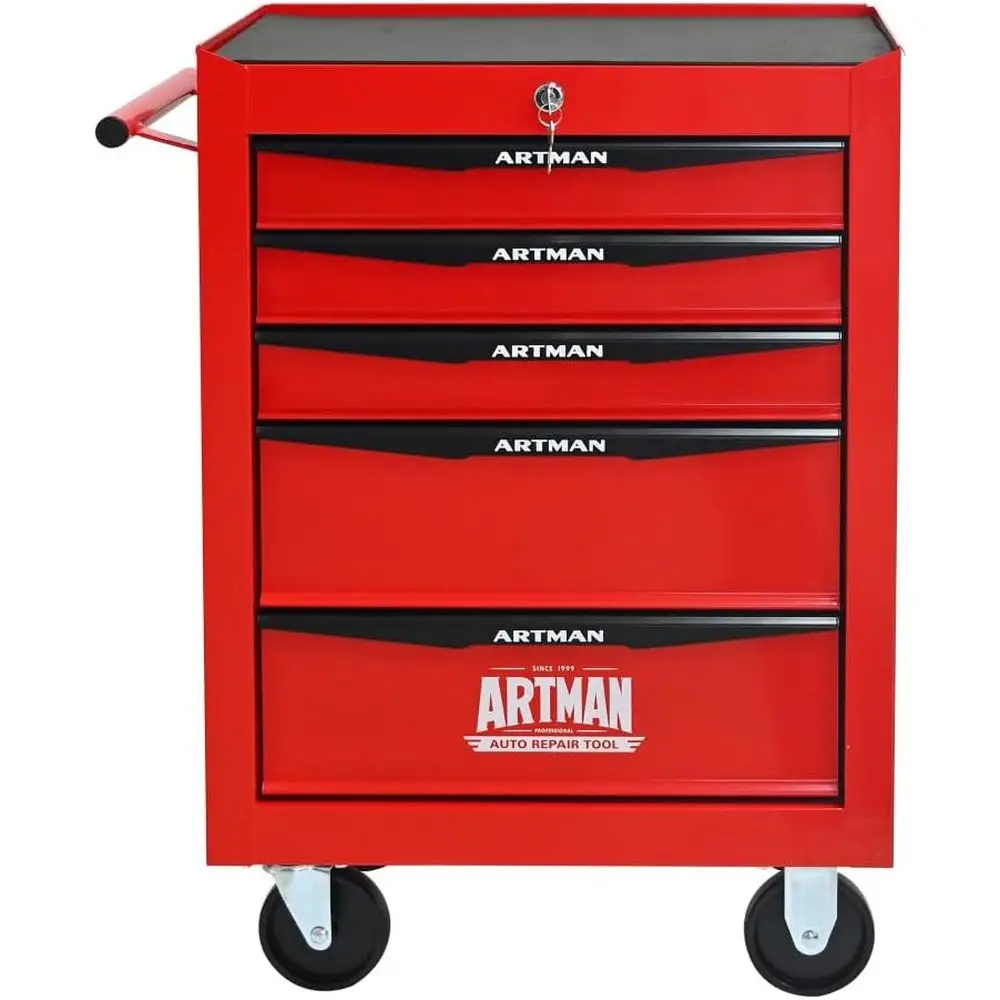 20 5-Drawer Metal Tool Chest with Ball Bearing Slides, Red and Black Steel Storage Organizer
20 5-Drawer Metal Tool Chest with Ball Bearing Slides, Red and Black Steel Storage Organizer