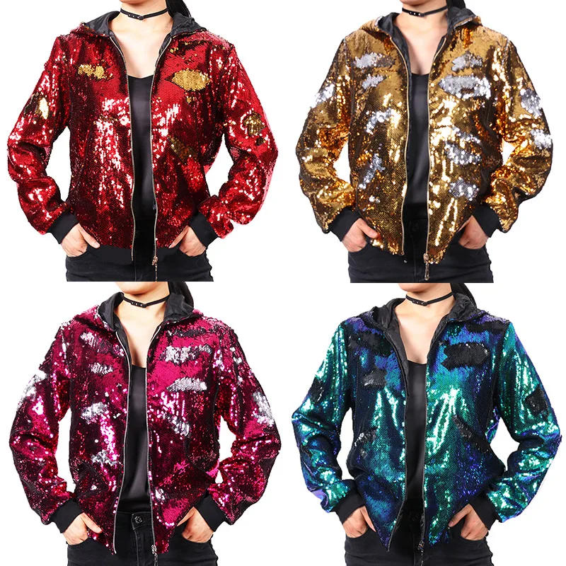 2025 New Europe and USA Party Flip Color Sequined Jackets for Women, Fashion Casual Shiny Loose Concert Hooded Baseball Jackets
2025 New Europe and USA Party Flip Color Sequined Jackets for Women, Fashion Casual Shiny Loose Concert Hooded Baseball Jackets