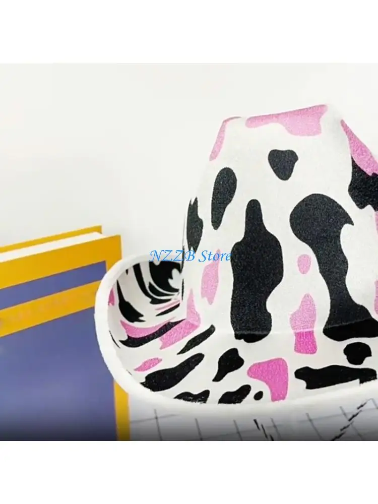 T21F Popular Cow Print Hat Adjustable Neck Drawstring Wide Brims Hat For Theme Event
T21F Popular Cow Print Hat Adjustable Neck Drawstring Wide Brims Hat For Theme Event