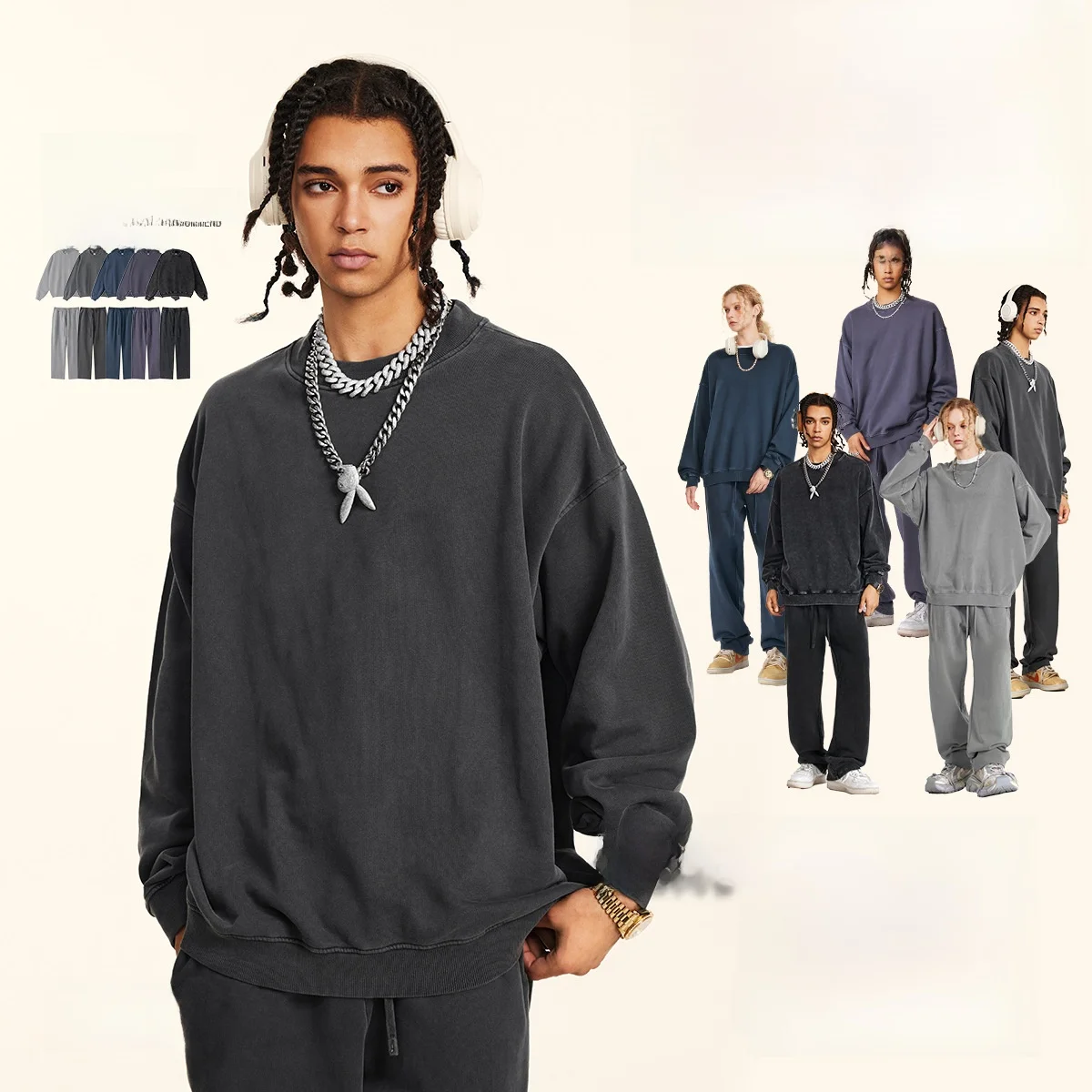Men's Vintage Waed round Ne Sweatirt Set Loose Fit Comfortable Cotton Color Thiened Winter Clothing
Men's Vintage Waed round Ne Sweatirt Set Loose Fit Comfortable Cotton Color Thiened Winter Clothing