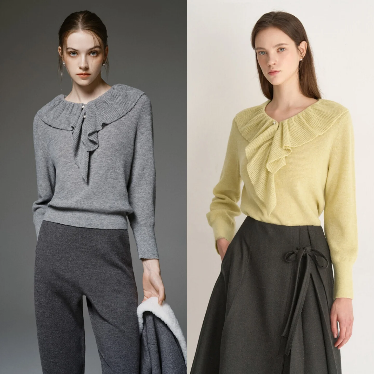 Korean Style Commuter Wool Knit Shirt Stand Collar Lace Trim Versatile Woolen Top Women's Long Sleeve Crew Neck Color
Korean Style Commuter Wool Knit Shirt Stand Collar Lace Trim Versatile Woolen Top Women's Long Sleeve Crew Neck Color