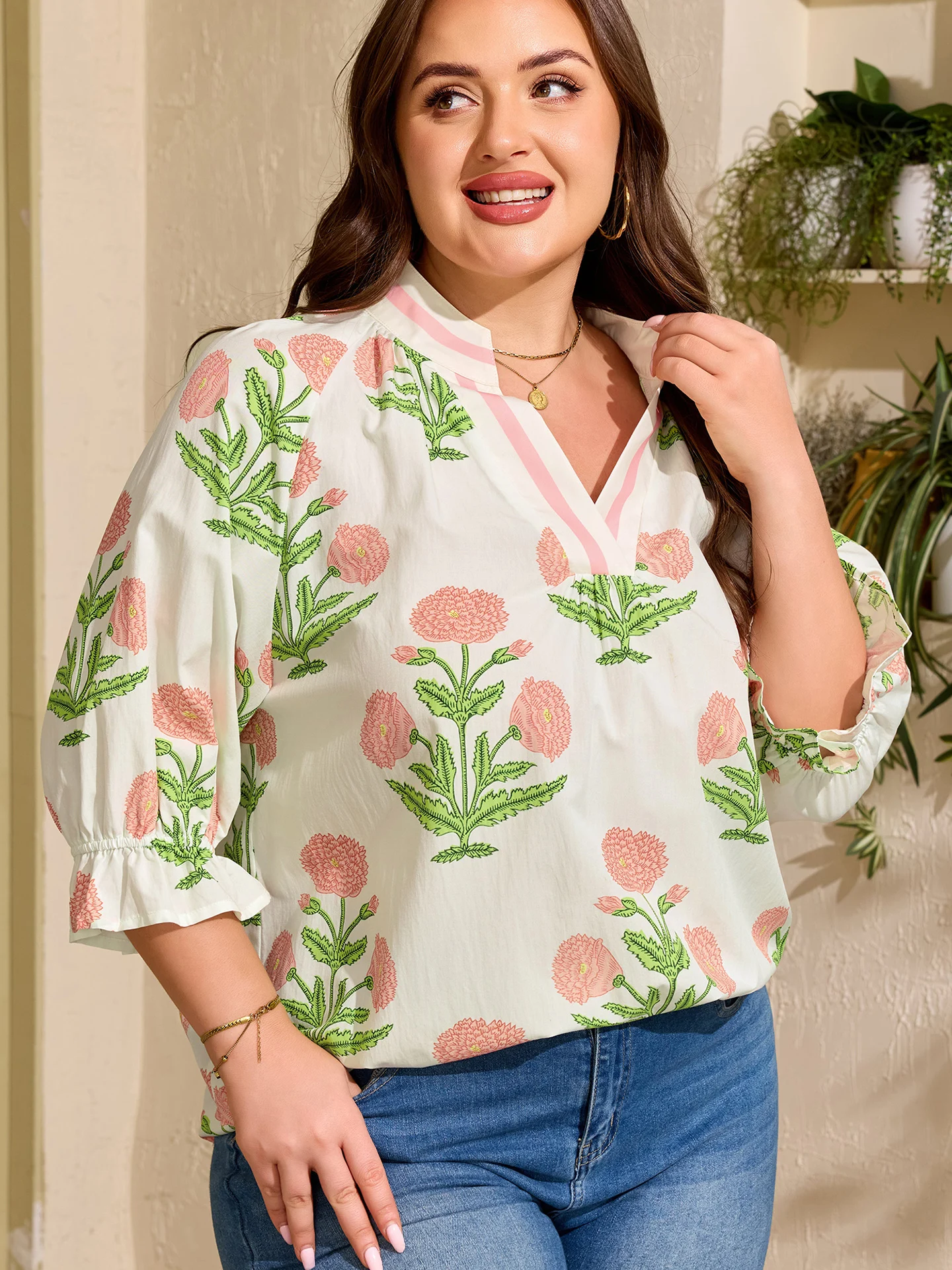 DearLover Floral V-Neck plus Size Shirt Women's Loose Fit Short Sleeve Casual Style Cotton Blend Summer New Arrivals
DearLover Floral V-Neck plus Size Shirt Women's Loose Fit Short Sleeve Casual Style Cotton Blend Summer New Arrivals
