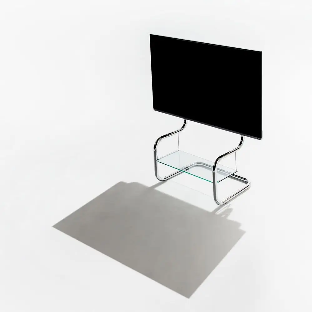 Modern Minimalist Glass Floor TV Stand, Adjustable Height, Holds up to 65, Chrome/Silver, Cable Management Included
Modern Minimalist Glass Floor TV Stand, Adjustable Height, Holds up to 65, Chrome/Silver, Cable Management Included