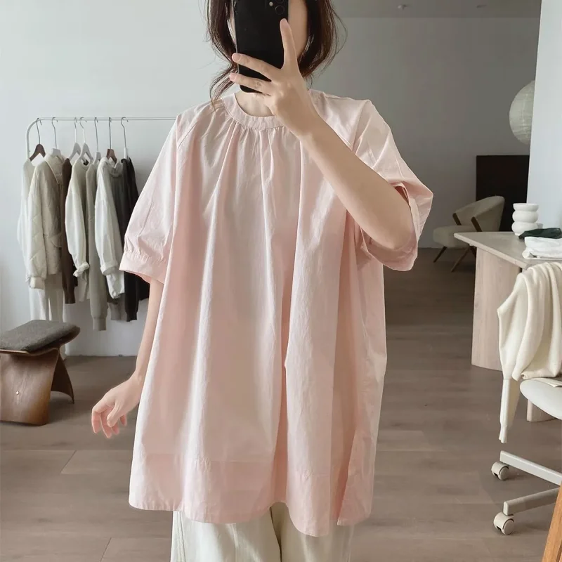 Women's Summer Cotton Blouse Loose Oversized Crew Neck Pleated Casual Tunic Shirt
Women's Summer Cotton Blouse Loose Oversized Crew Neck Pleated Casual Tunic Shirt