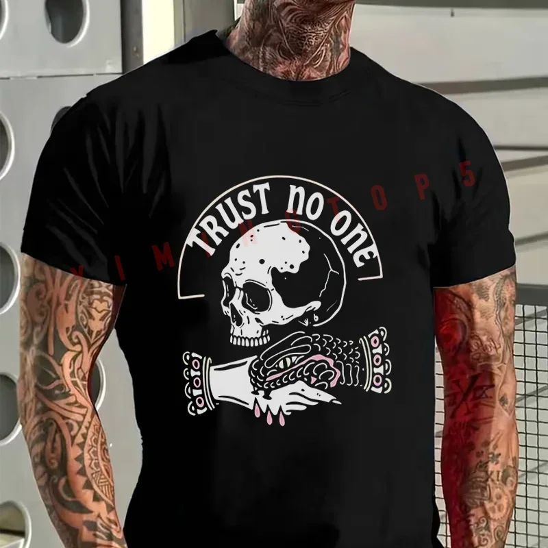 Men's Summer Cotton Casual Tshirt TRUST NO ONE Graphic With Skeletal Hand Print Moto T-shirt O-Neck Short Sleeve Top
Men's Summer Cotton Casual Tshirt TRUST NO ONE Graphic With Skeletal Hand Print Moto T-shirt O-Neck Short Sleeve Top