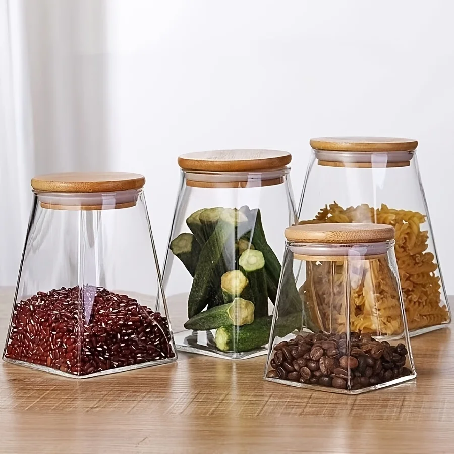 4pcs Glass Storage Jar Set High Borosilicate Glass Canisters for Food Clear Containers with Wooden Lids Kitchen Organizers
4pcs Glass Storage Jar Set High Borosilicate Glass Canisters for Food Clear Containers with Wooden Lids Kitchen Organizers
