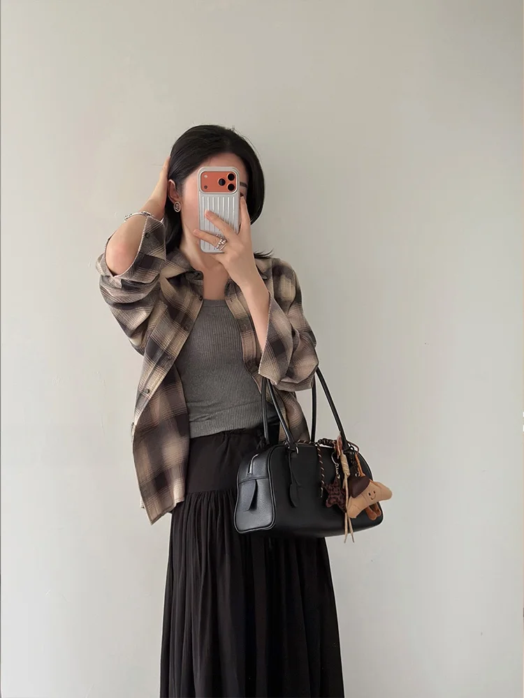 Celinda Solor Plaid Shirt Women's Casual Style Thin Washed Flocking Spring Summer Two-Sided Wear Breathable Cotton Blend Shirt
Celinda Solor Plaid Shirt Women's Casual Style Thin Washed Flocking Spring Summer Two-Sided Wear Breathable Cotton Blend Shirt