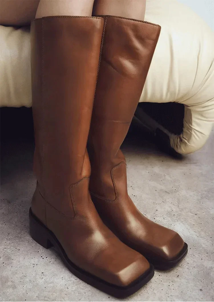 【ENMAYER】 Plus Size 43 New Genuine Leather Boots Fashion Square Toe Knee High Boots Women Square Heels Slip On Motorcycle Boots
【ENMAYER】 Plus Size 43 New Genuine Leather Boots Fashion Square Toe Knee High Boots Women Square Heels Slip On Motorcycle Boots