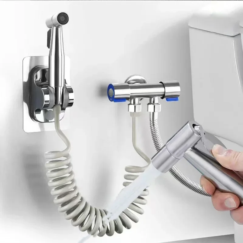 Bathroom toilet matching bidet spray set, one in two out double control double out faucet, with 1.5M flexible hose Douche bottle
Bathroom toilet matching bidet spray set, one in two out double control double out faucet, with 1.5M flexible hose Douche bottle