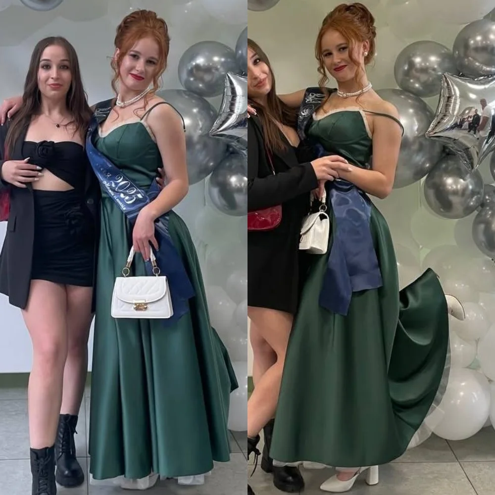 Customized Delicate Dark Green Satin Evening Dress Exquisite Strapless Spaghetti Straps Prom Dress Court Train Homecoming Dress
Customized Delicate Dark Green Satin Evening Dress Exquisite Strapless Spaghetti Straps Prom Dress Court Train Homecoming Dress