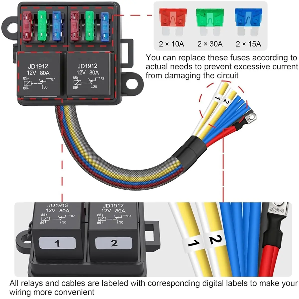 【50% OFF】12V Pre-Wired Fuse Relay Box with 2 Relays, 6 ATC/ATO Blade Fuses for Vehicle Electrical Safety
【50% OFF】12V Pre-Wired Fuse Relay Box with 2 Relays, 6 ATC/ATO Blade Fuses for Vehicle Electrical Safety