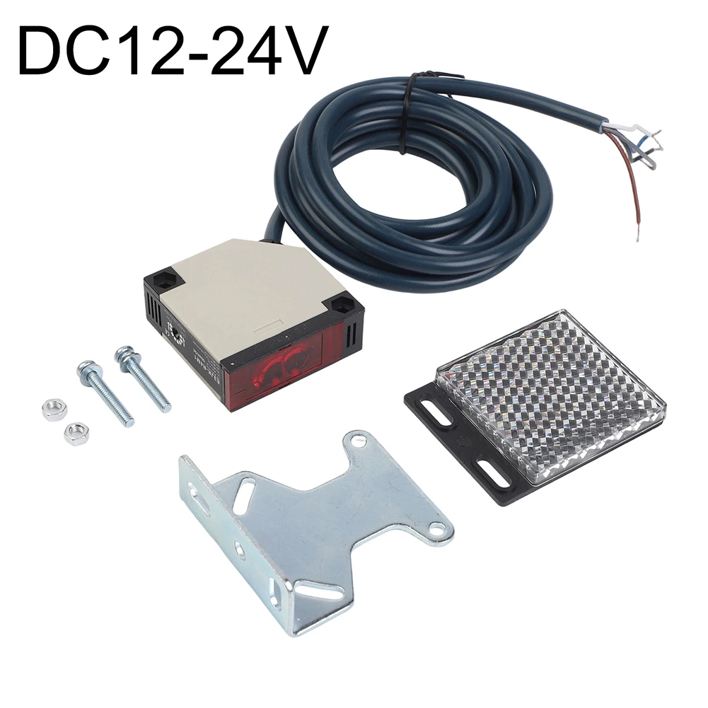 1pc E3JK-R4M1 Specular Reflection Photoelectric DC12-24V/AC 90-250V 3A Sensor Switch Square Lens Reflective Photoelectric Switch