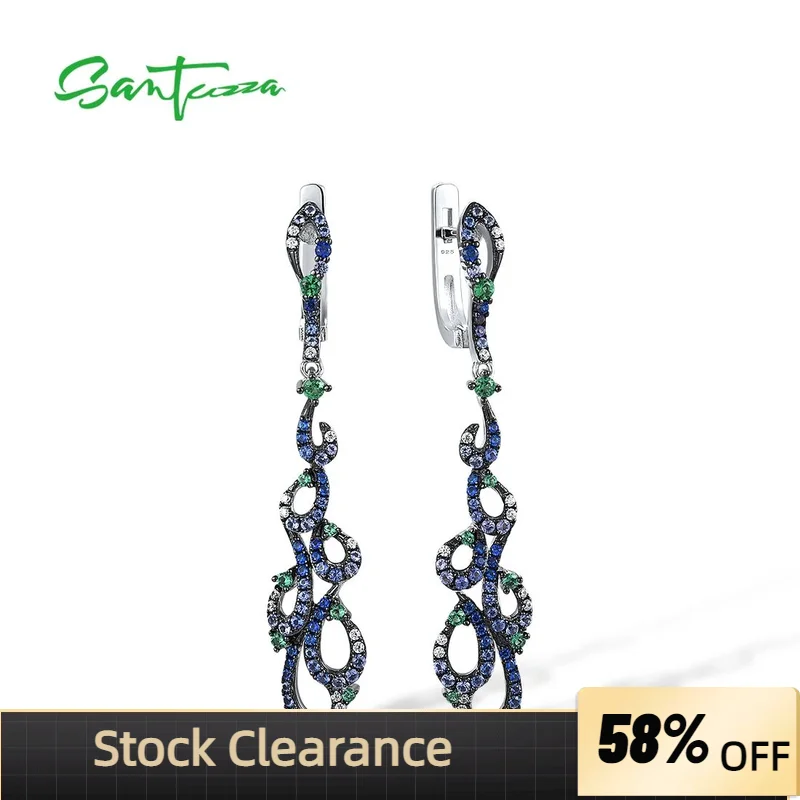 SANTUZZA 925 Sterling Silver Dangling Earrings For Women Blue /Green Spinel Nano Cubic Zirconia Linear Fashion Fine Chic Jewelry
SANTUZZA 925 Sterling Silver Dangling Earrings For Women Blue /Green Spinel Nano Cubic Zirconia Linear Fashion Fine Chic Jewelry