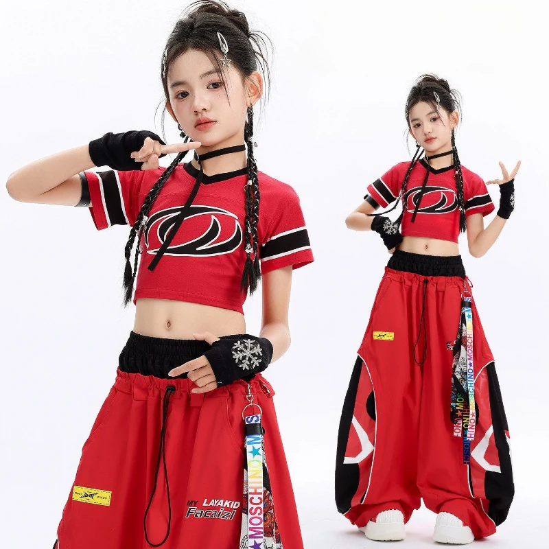 Girls Kpop Catwalk Show Stage Outfits Red Top Baggy Pants Jazz Hip Hop Dance Costume Group Performance Competition Show Clothing
Girls Kpop Catwalk Show Stage Outfits Red Top Baggy Pants Jazz Hip Hop Dance Costume Group Performance Competition Show Clothing