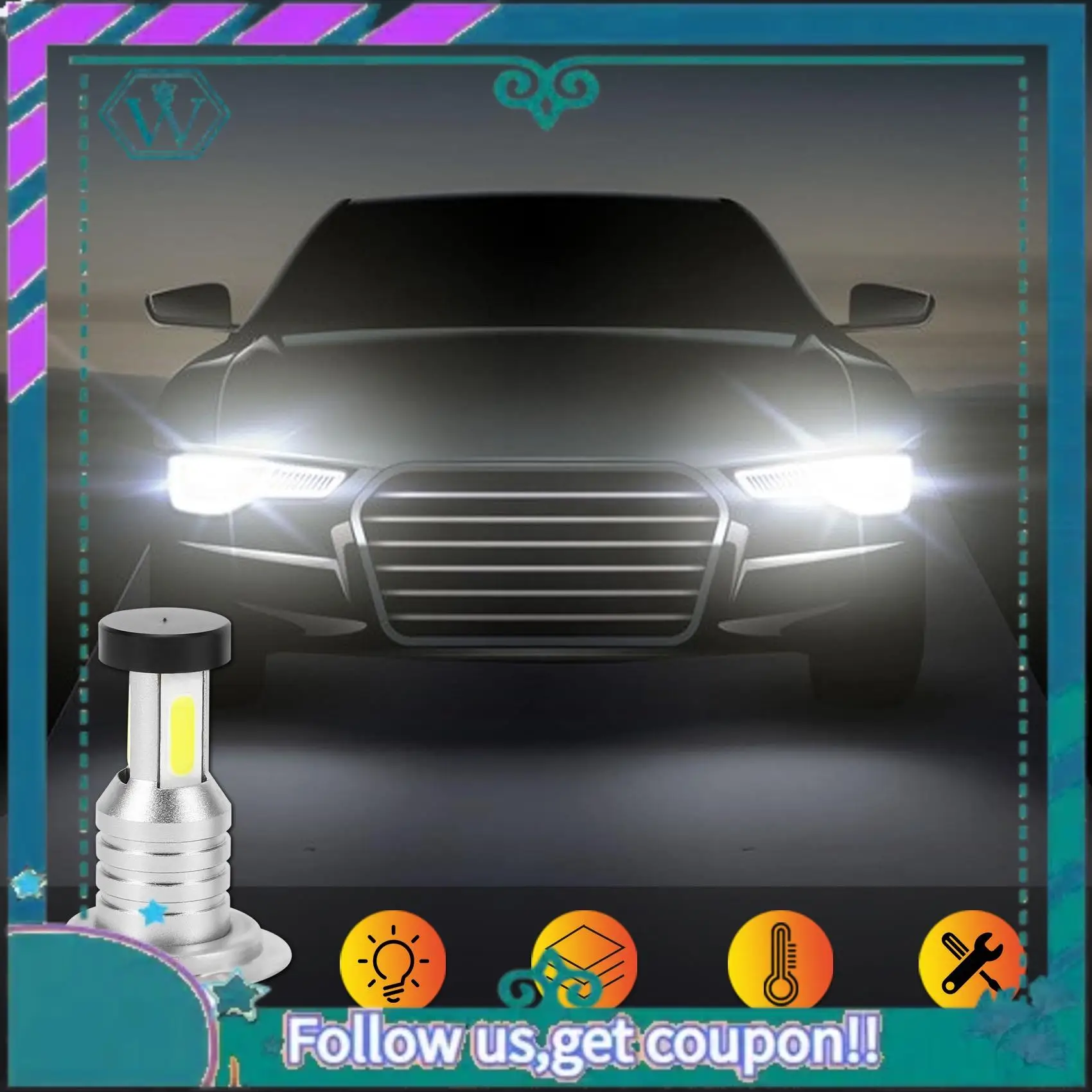 AA92-2X H7 LED Headlight Bulb Kit High Low 100W 30000LM Super Bright 6000K White
AA92-2X H7 LED Headlight Bulb Kit High Low 100W 30000LM Super Bright 6000K White