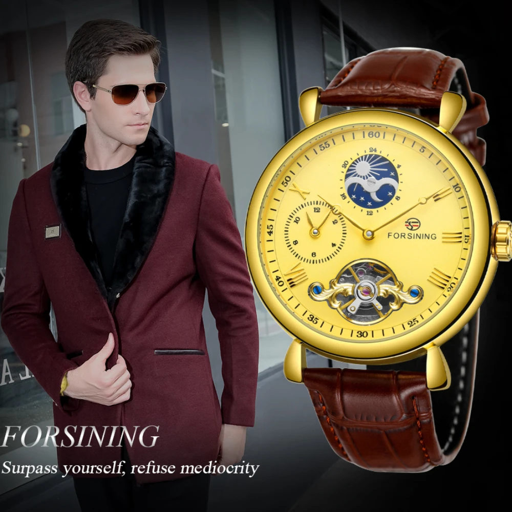 Luxury Brand Automatic Mechanical Watch Men's Classic Dress Tourbillon Skeleton Watches Brown Genuine Leather Strap Moon Phase
Luxury Brand Automatic Mechanical Watch Men's Classic Dress Tourbillon Skeleton Watches Brown Genuine Leather Strap Moon Phase