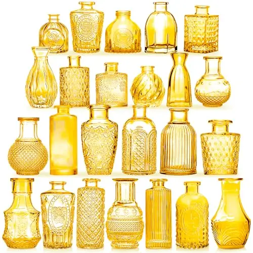 Набор светло-желтых стеклянных ваз-бутоньерок, 24 шт., винтажные маленькие вазы для цветов, миниатюрные хрустальные стаканы оптом, с цветочным дизайном
Набор светло-желтых стеклянных ваз-бутоньерок, 24 шт., винтажные маленькие вазы для цветов, миниатюрные хрустальные стаканы оптом, с цветочным дизайном
