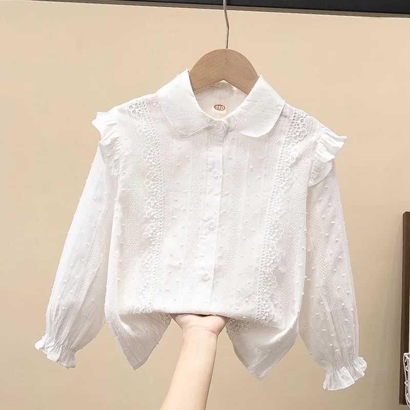 2024 Spring Autumn Long Sleeve Kids Shirts School Girl Shirt Baby Toddler Teen Girls Lace White Blouse Tops Children Clothes
2024 Spring Autumn Long Sleeve Kids Shirts School Girl Shirt Baby Toddler Teen Girls Lace White Blouse Tops Children Clothes