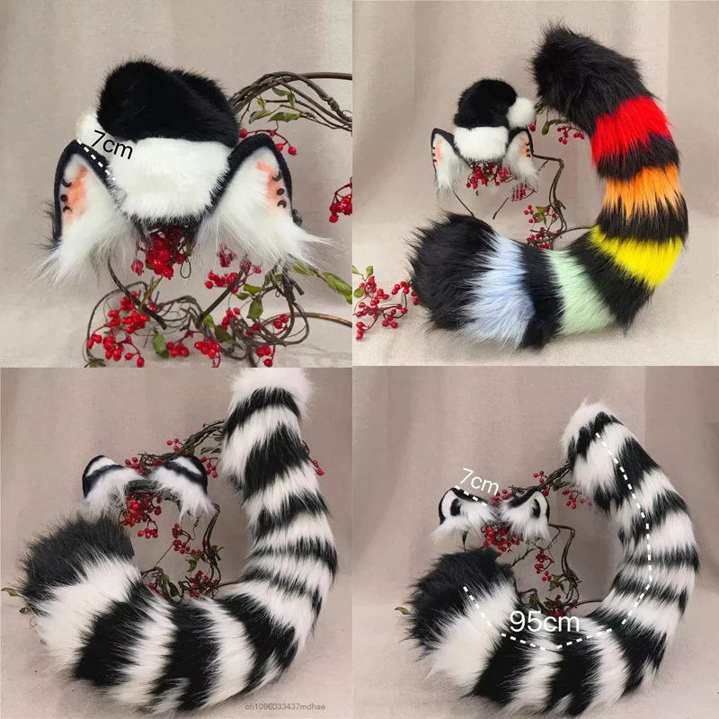 O Electric Swing Fluffy Striped Animal Ears Big Tail Set Furry Wolf Cat Cosplay Props Comic Con Party Lolita Costume Accessories
O Electric Swing Fluffy Striped Animal Ears Big Tail Set Furry Wolf Cat Cosplay Props Comic Con Party Lolita Costume Accessories