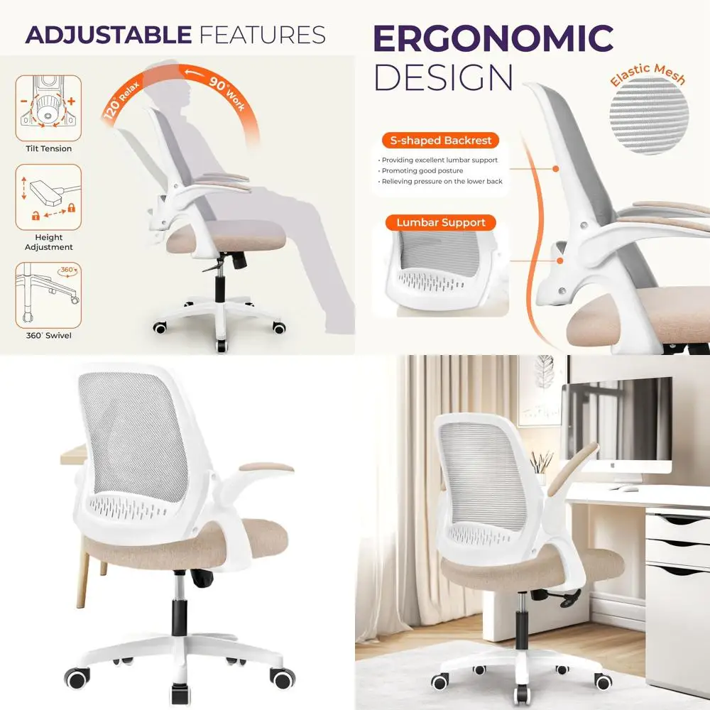 Ergonomic Gaming Chair with Adjustable Height, Lumbar Support, Swivel Wheels, Flip-up Arms for Home/Office (Beige)
Ergonomic Gaming Chair with Adjustable Height, Lumbar Support, Swivel Wheels, Flip-up Arms for Home/Office (Beige)