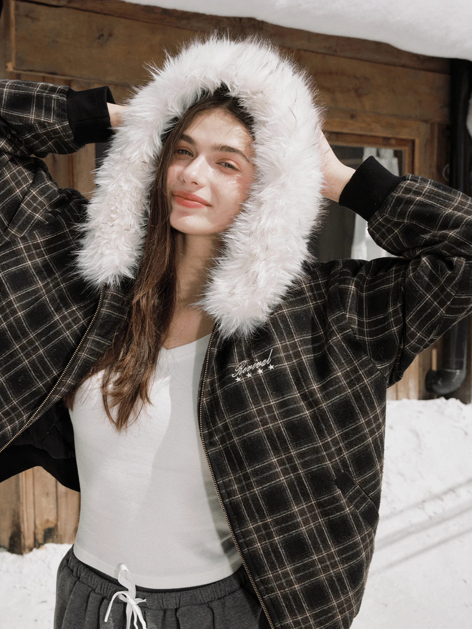 Yescci Plaid Hooded Furry Jaet Women's Warm Top Unique Beautiful Quali Thi Outerwear Spring Autumn Winter Faion
Yescci Plaid Hooded Furry Jaet Women's Warm Top Unique Beautiful Quali Thi Outerwear Spring Autumn Winter Faion