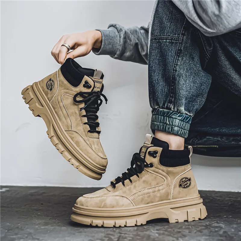 Весенние удобные кожаные ботинки на платформе, модные мужские ботинки, трендовые коричневые нескользящие рабочие ботинки для мужчин, повседневная обувь, ковбойские сапоги
Весенние удобные кожаные ботинки на платформе, модные мужские ботинки, трендовые коричневые нескользящие рабочие ботинки для мужчин, повседневная обувь, ковбойские сапоги