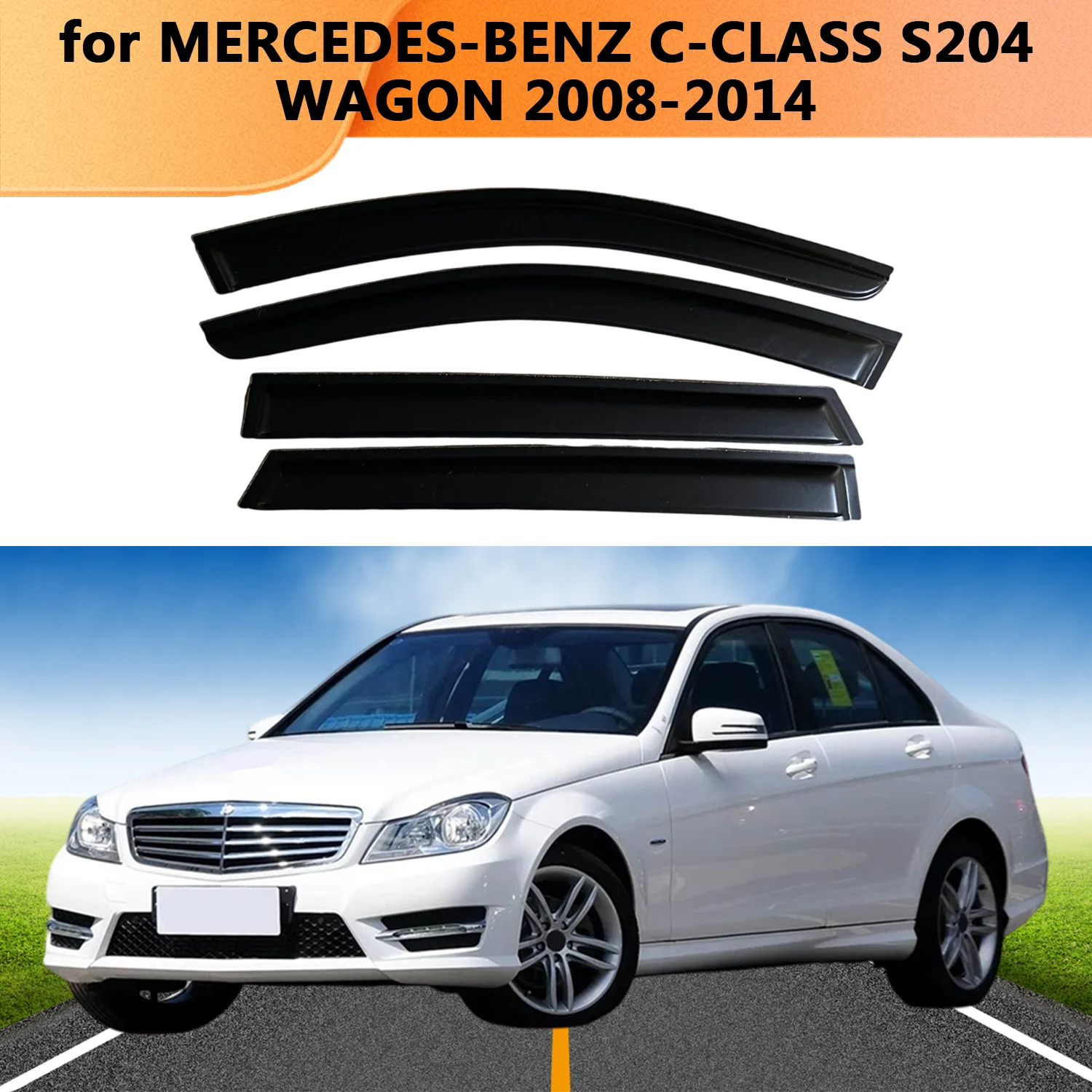 FOR MERCEDES-BENZ C-CLASS S204 WAGON 2008 2009 2010-2014 Side Window Visor Rain Guard Side Vent Deflector Weathershield Outside
FOR MERCEDES-BENZ C-CLASS S204 WAGON 2008 2009 2010-2014 Side Window Visor Rain Guard Side Vent Deflector Weathershield Outside
