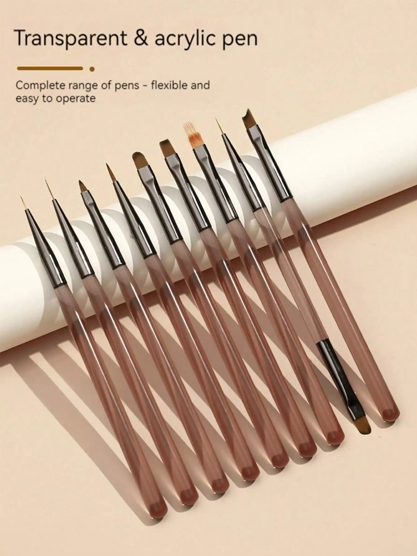 9pcs Japanese Gray Series Nail Art Brush Set With Brush, Liner, Double Sided, Construction, UV Gel Paint Pen, Gradient Pen For Nail Salon And Home Use
9pcs Japanese Gray Series Nail Art Brush Set With Brush, Liner, Double Sided, Construction, UV Gel Paint Pen, Gradient Pen For Nail Salon And Home Use