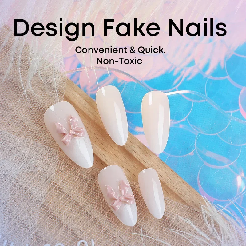 24pcs Pure Handmade Almond Reusable Wear Nails-Peach White Gradient French Bow Accents Glossy Finish False Nails for Women/Girls
24pcs Pure Handmade Almond Reusable Wear Nails-Peach White Gradient French Bow Accents Glossy Finish False Nails for Women/Girls