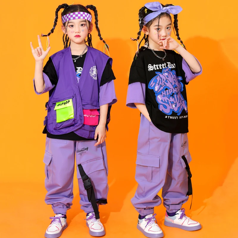 Children Purple Vest Loose Pants Kpop Outfits For Girls Jazz Dance Performance Costumes Boys Modern Dance Rave Clothes DQS12257
Children Purple Vest Loose Pants Kpop Outfits For Girls Jazz Dance Performance Costumes Boys Modern Dance Rave Clothes DQS12257