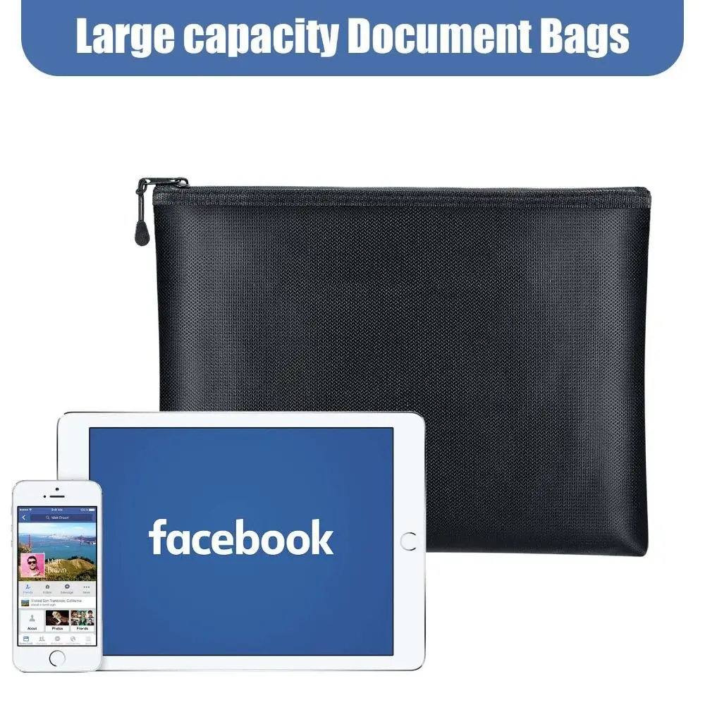 Heat Insulated Fireproof Document Bags Large Capacity Black Waterproof Money Pouches Durable with Zipper
Heat Insulated Fireproof Document Bags Large Capacity Black Waterproof Money Pouches Durable with Zipper