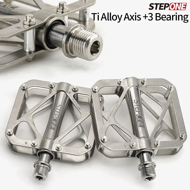 STEPONE Bicycle titanium alloy pedal 3 bearings Narrow/wide plane ultra-light anti-slip Titanium Alloy MTB Road Bike Pedals Part
STEPONE Bicycle titanium alloy pedal 3 bearings Narrow/wide plane ultra-light anti-slip Titanium Alloy MTB Road Bike Pedals Part