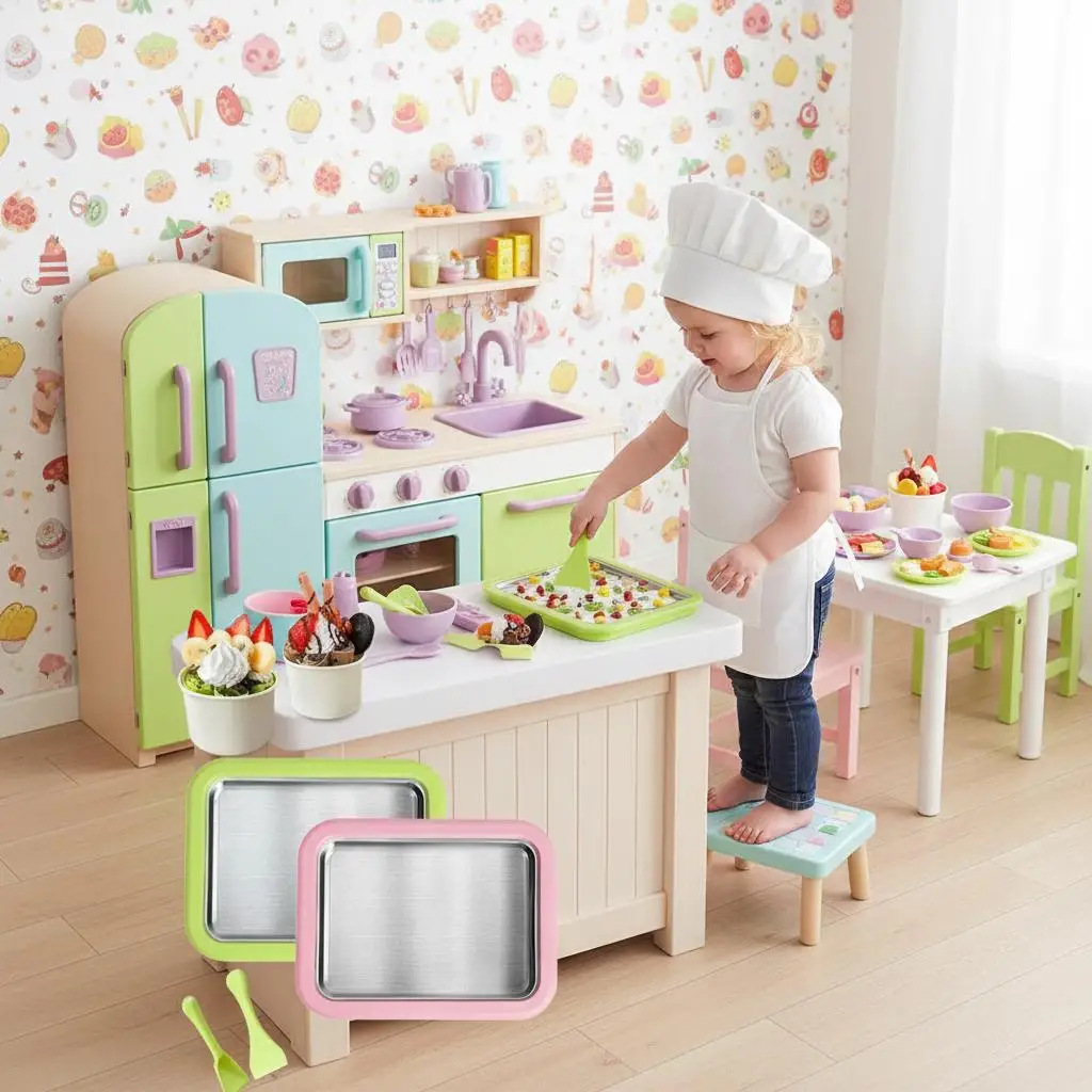 Мини-машина для приготовления мороженого с 2 скребками, тарелка для приготовления мороженого, холодная сладкая жареная пищевая тарелка, рулонная тарелка для мороженого
Мини-машина для приготовления мороженого с 2 скребками, тарелка для приготовления мороженого, холодная сладкая жареная пищевая тарелка, рулонная тарелка для мороженого