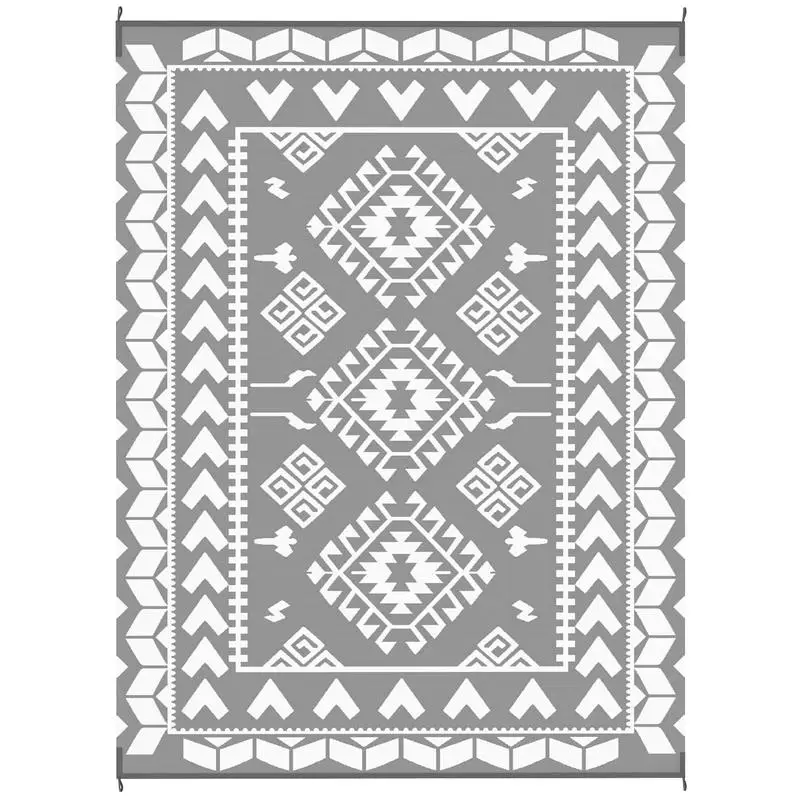 Reversible Outdoor Rug, Waterproof Plastic Straw with Carry Bag, 9' x 12', Gray & White Rhombus Patchwork
Reversible Outdoor Rug, Waterproof Plastic Straw with Carry Bag, 9' x 12', Gray & White Rhombus Patchwork