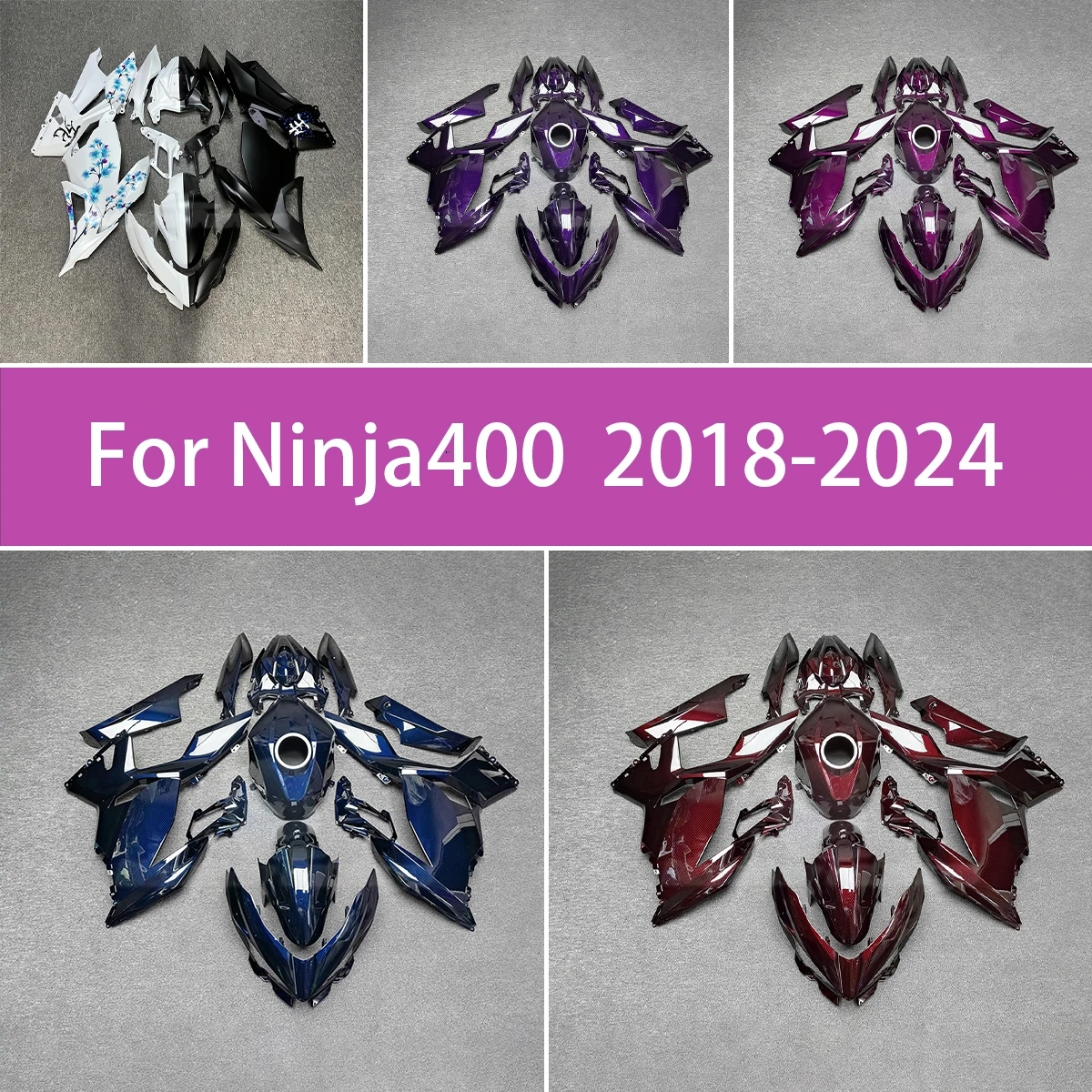 For 2018-2024 Kawasaki Ninja400 Plastic Injection Molded Motorcycle Fairing Kit 18-24 Ninja 400 Customizable Fairings
For 2018-2024 Kawasaki Ninja400 Plastic Injection Molded Motorcycle Fairing Kit 18-24 Ninja 400 Customizable Fairings