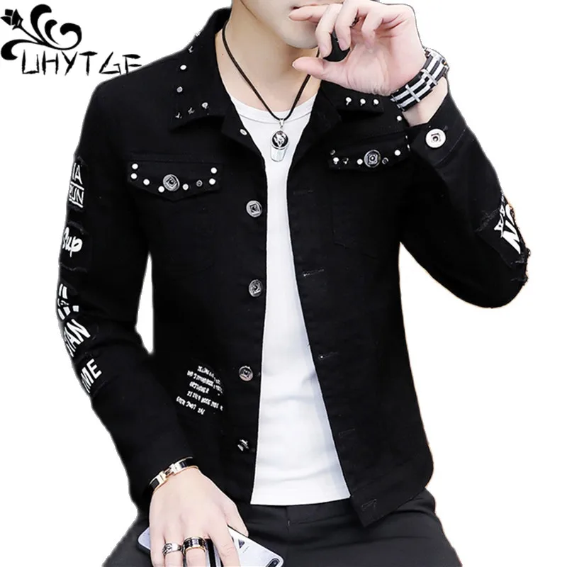 UHYTGF 2023 Spring Autumn Denim Jacket Men's Korean Fashion Hole Black Jean Coat Male Personality Trend Casual Men Outerwear 324
UHYTGF 2023 Spring Autumn Denim Jacket Men's Korean Fashion Hole Black Jean Coat Male Personality Trend Casual Men Outerwear 324