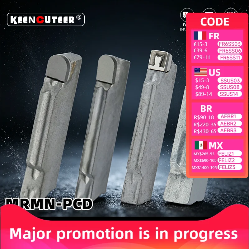 MRMN PCD Turning Inserts CNC Lathe Cutting Tool Bits for Aluminum Copper Copper Alloy Plastic Glass Fiber Non-metal Machining
MRMN PCD Turning Inserts CNC Lathe Cutting Tool Bits for Aluminum Copper Copper Alloy Plastic Glass Fiber Non-metal Machining