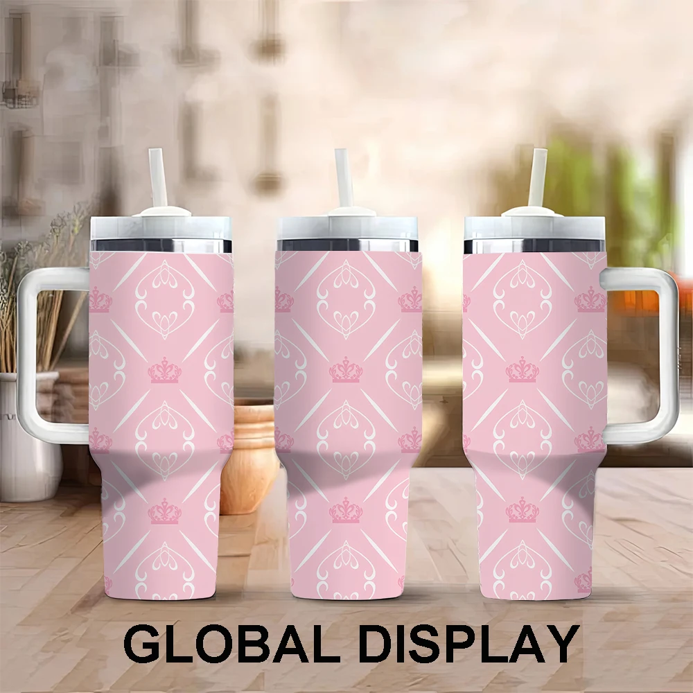 1pc 40oz Crown Pattern Print Stainless Steel Tumbler with Handle, Straw, Lid - Insulated Travel Mug for Hot and Cold Beverages
1pc 40oz Crown Pattern Print Stainless Steel Tumbler with Handle, Straw, Lid - Insulated Travel Mug for Hot and Cold Beverages