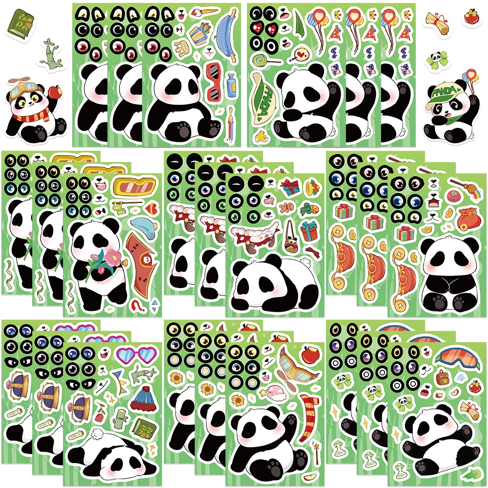 8/16/32Sheets Cartoon Cute Panda DIY Puzzle Stickers Dress Up Game Face Funny Assemble Stickers Kids Creative Toys Gifts
8/16/32Sheets Cartoon Cute Panda DIY Puzzle Stickers Dress Up Game Face Funny Assemble Stickers Kids Creative Toys Gifts