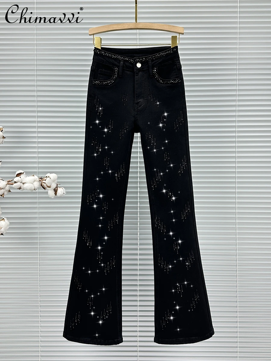 Heavy Black Hot Diamond Denim Pants Women's 2025 Spring and Autumn New Fashion High Waist Skinny Versatile Elegant Flare Jeans
Heavy Black Hot Diamond Denim Pants Women's 2025 Spring and Autumn New Fashion High Waist Skinny Versatile Elegant Flare Jeans