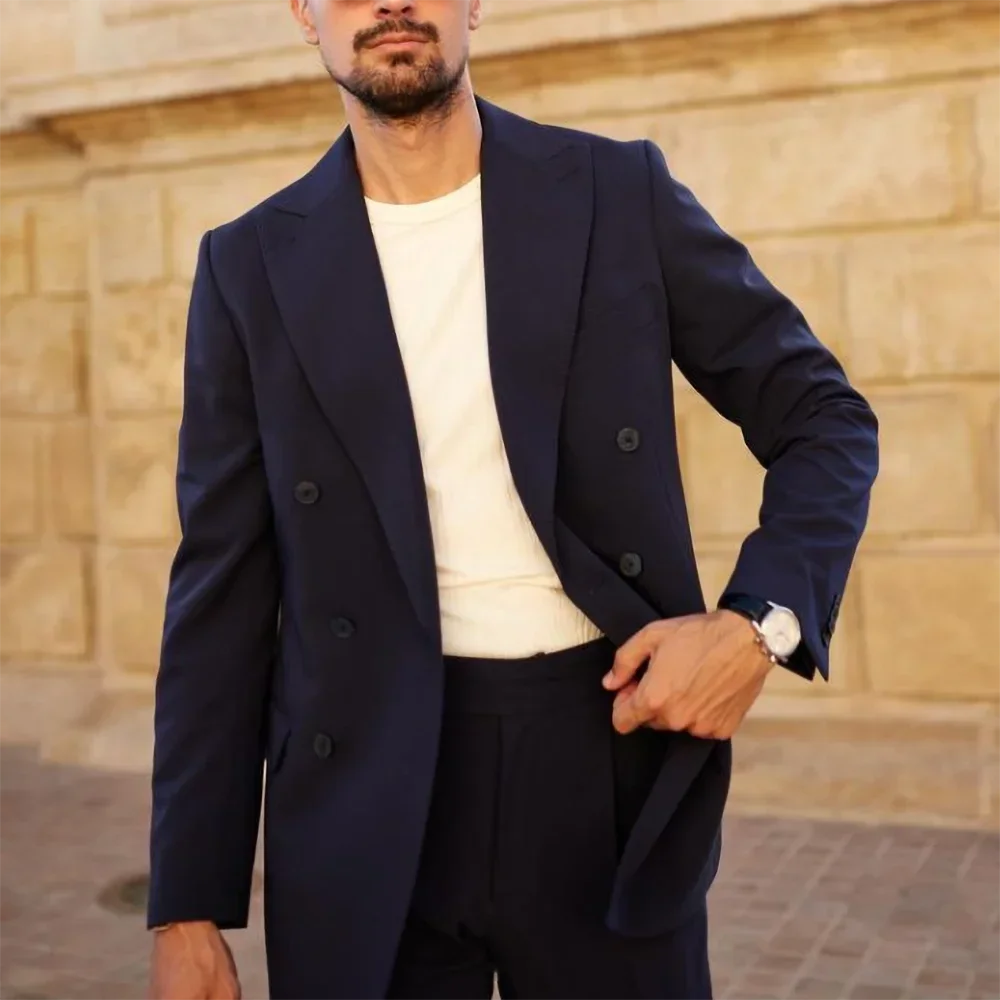 Navy Blue Men Suits Business Casual 2 Piece Prom Party Wedding Groom Tuxedo Fashion Peak Lapel Double Breasted Male Suit 2024
Navy Blue Men Suits Business Casual 2 Piece Prom Party Wedding Groom Tuxedo Fashion Peak Lapel Double Breasted Male Suit 2024
