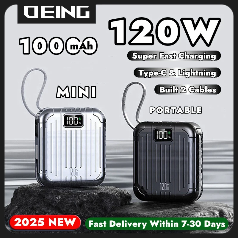 120W 10000mAh Mini Powerbank Large Capacity Portable Power Bank Dual Cable Fast Charger Battery For iPhone Xiaomi Samsung Huawei
120W 10000mAh Mini Powerbank Large Capacity Portable Power Bank Dual Cable Fast Charger Battery For iPhone Xiaomi Samsung Huawei