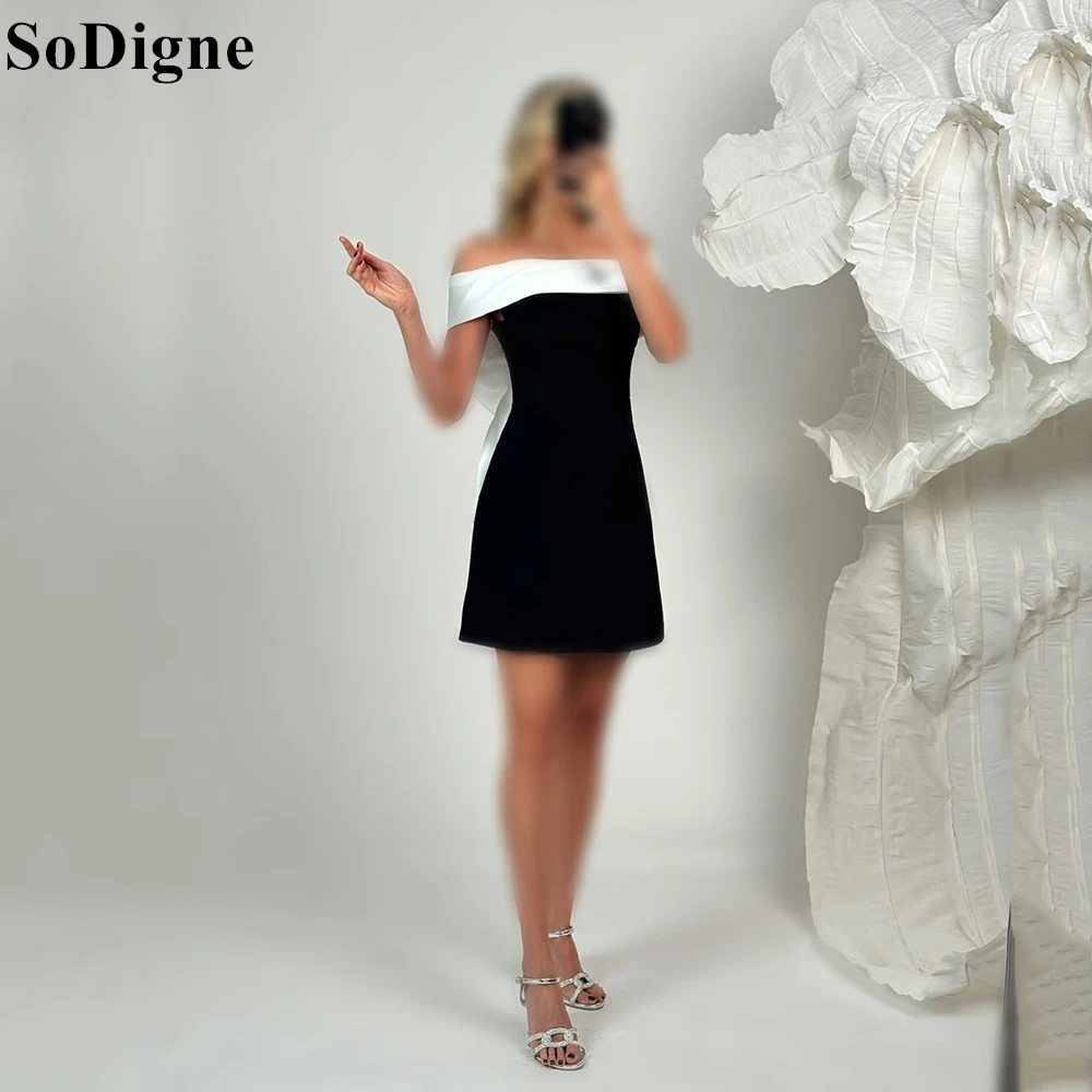 SoDigne Black and White Short Prom Dresses A-Line Off Shoulder Bow Backless Gala Party Mini Dress Chic Cocktail Gowns Customized
SoDigne Black and White Short Prom Dresses A-Line Off Shoulder Bow Backless Gala Party Mini Dress Chic Cocktail Gowns Customized