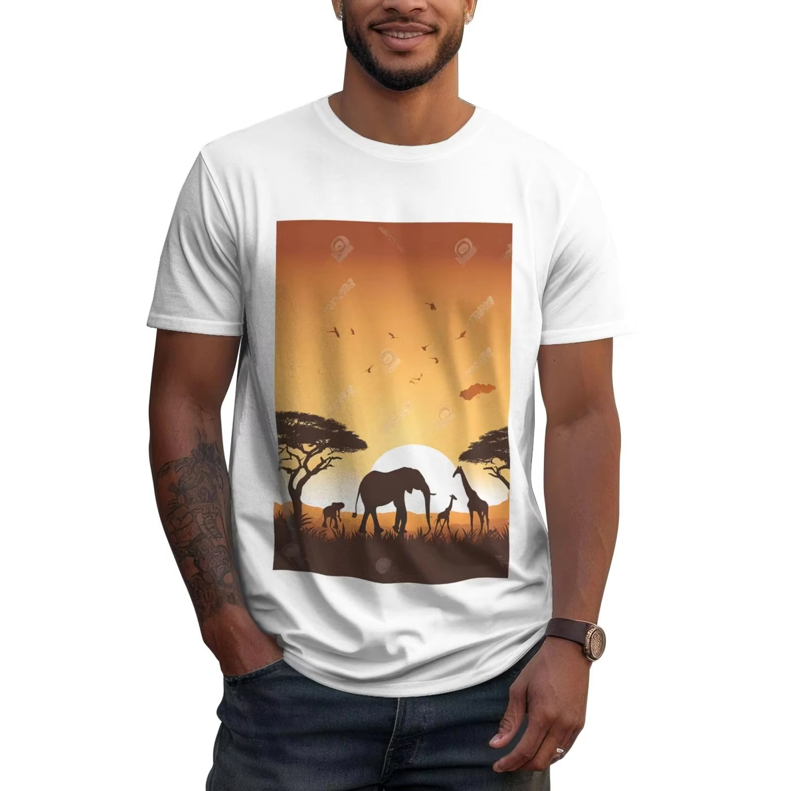 Men's Cotton T-Shirt Soft Crew Neck Tee Elephant Giraffe Sunset Casual Shirt Round Neck Top for Wear Harajuku Graphic T Shirts
Men's Cotton T-Shirt Soft Crew Neck Tee Elephant Giraffe Sunset Casual Shirt Round Neck Top for Wear Harajuku Graphic T Shirts