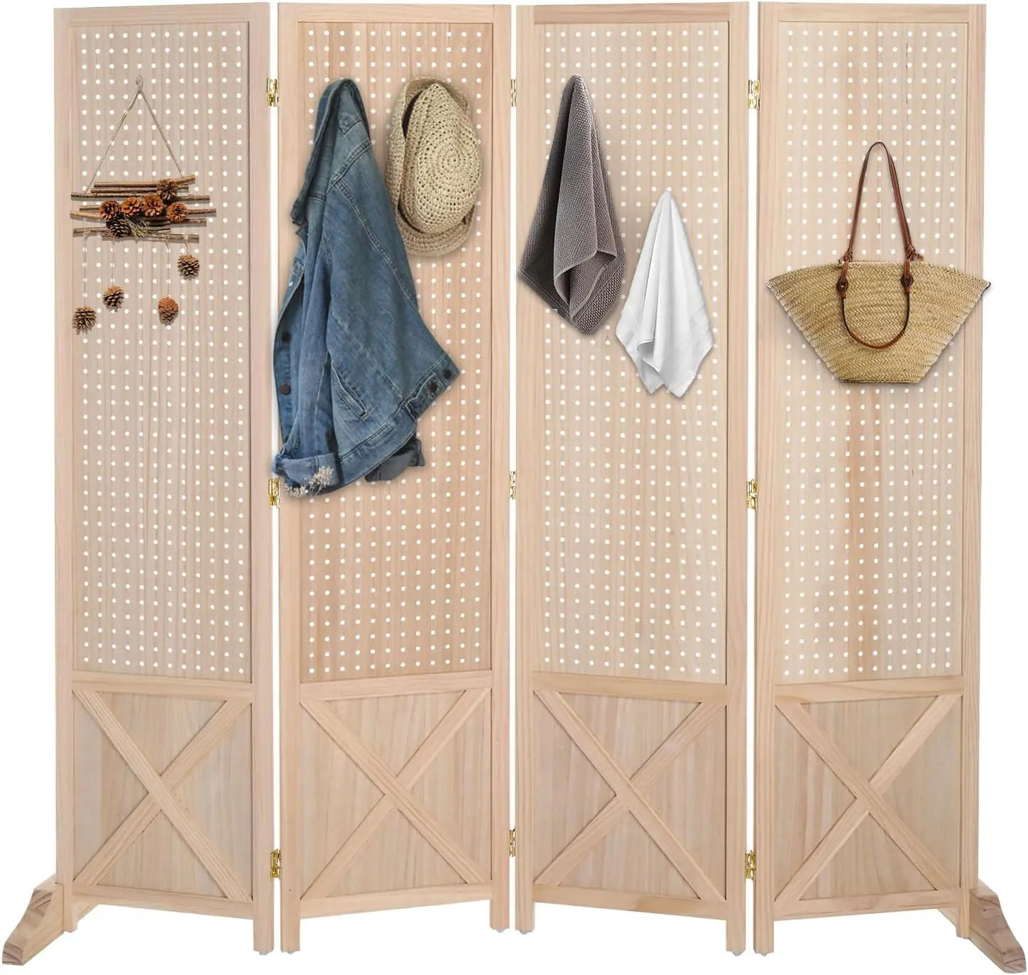 Freestanding Pegboard with Support Feet, 5 FT Wood Room Divider Display Board Organizer, Folding Privacy Screen Partitio
Freestanding Pegboard with Support Feet, 5 FT Wood Room Divider Display Board Organizer, Folding Privacy Screen Partitio
